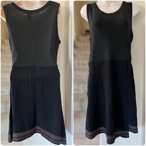 SANDRO Italy Fit Flare A-Line Tank Top Contrast Dress Colorful Stitch Skirt Hem